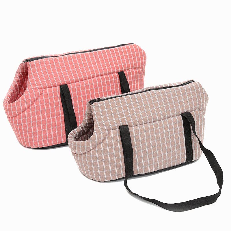 Bolsos Para Perros,Bandolera Para Perro Bolsas de hombro for perros de mascotas suaves Protegida con mochila exterior PET PERROPORTE PORT POR PUPPY VIAJE for PERROS PEQUEÑOS(Pink Plaid,Medium 40x25x28