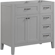 36" Bathroom Vanity Without Sink,Cabinet Base Only,Solid Wood Cabinets Basin Vessel Set w/Water-Proof,Stain Proof,Enclosed Storage Spaces,Eco-Friendly Painting,Easy to Install,Grey