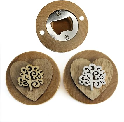 DLM - Calamita Chiave Portafortuna In Legno Albero Della Vita Confettata Segnaposto