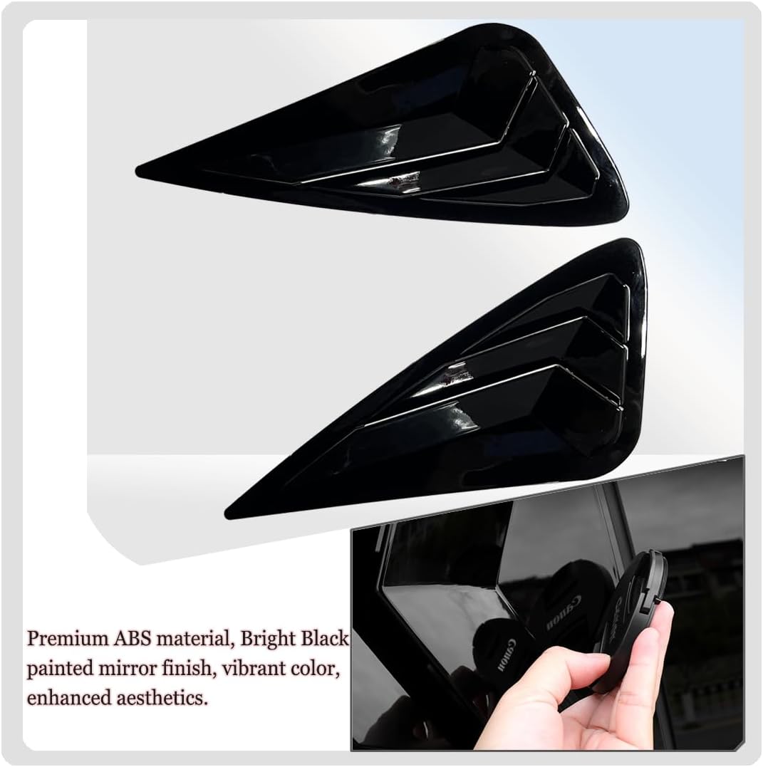 2Pcs Side Vent Window Louvers for Lexus NX300 2018-2021,NX300h 2015-2021,NX200T 2015-2017 - ABS Print Sport Window Decorative Covers, Exterior Trim Accessories - Bright Black