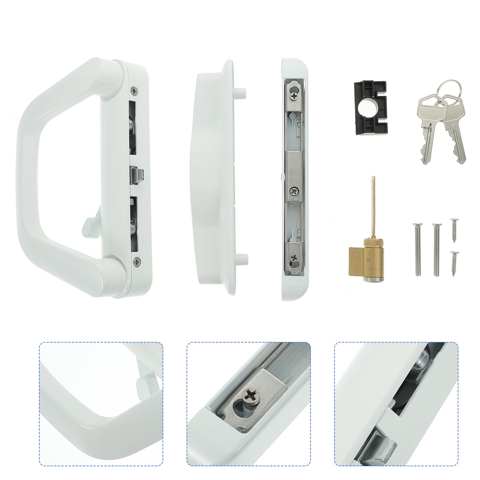 SEWACC Cerradura para Puerta Corredera de Aleación de Zinc Llave Manilla para Puerta Corrediza de Armario y Patio de 112-138 Pulgadas de Grosor y 495 Pulgadas de Distancia entre