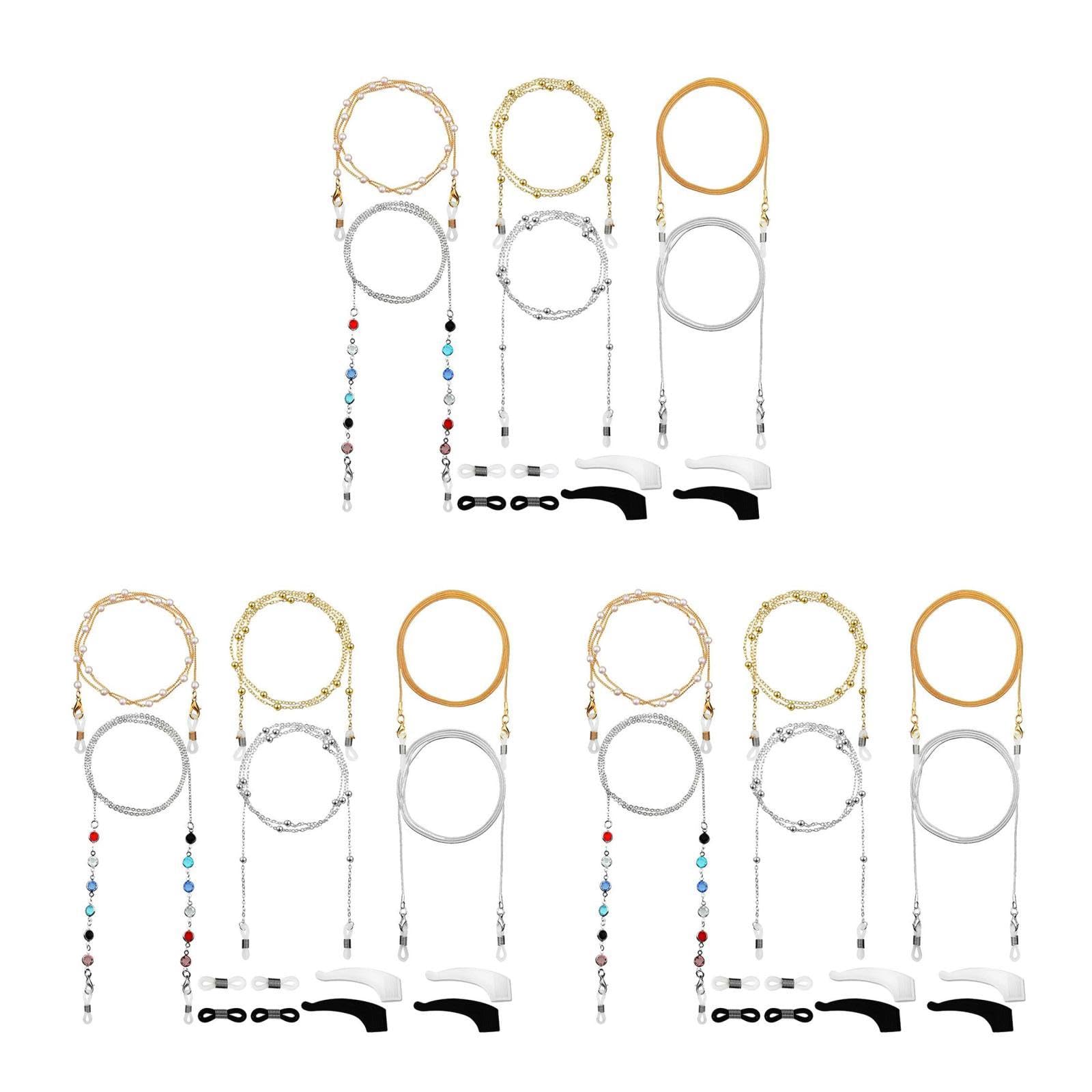 3juegos Cadena De Perlas Para Gafas De Correa Antipérdida Para Lentes Accesorios De Gafas Elegantes y Prácticos Material De Duradero