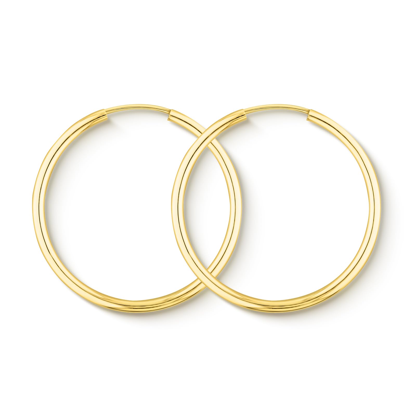 EDELIND Pendientes de aro 30mm 18K 14K 9K 8K Oro amarillo Aros de oro Mujer, 2 mm de ancho Aretes Mujer con Caja de regalo de joyería