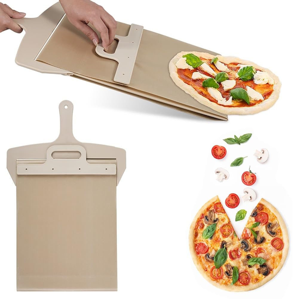 MRKU Pizzaschieber, Osmond Antihaft-Spatel, mit Teigschaber und Gleitplatte für den Backofen