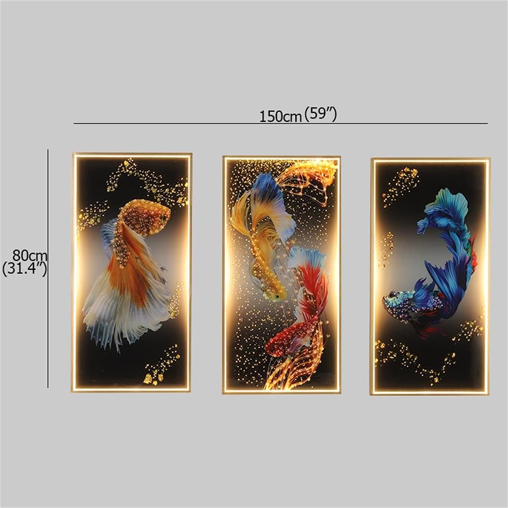 Wall Lamps LED Contemporary Sconces Trilogy Creative Fish Figure Lights for Home (Gold, Length:59" Height:31.4")