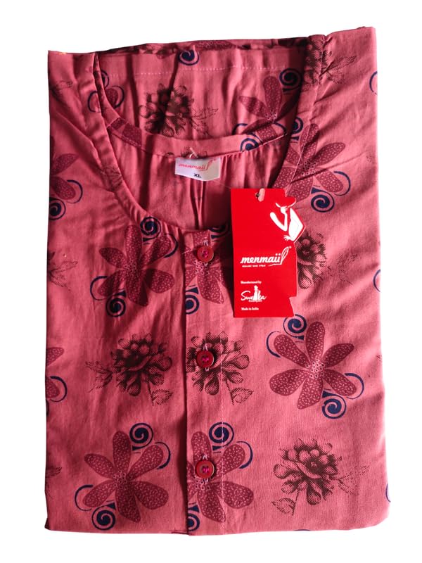 Image of MENMAII Women's [Free Size] Full Open /Front Buttoned [a Kind of Adaptive Clothing] Multipurpose Nighty for Maternity /Pregnancy /Elderly /Patient /Feeding /Hospital Purpose Nighty