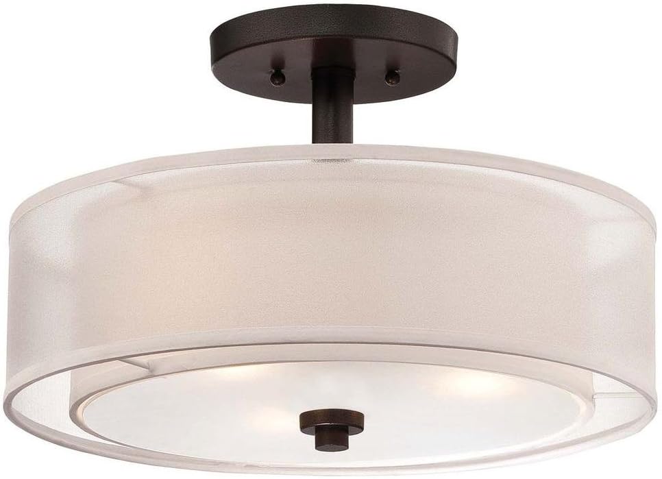 Get Cheap Price Minka Lavery 4107-172 Parsons Studio 3-Light Semi-Flush in Smoked Iron