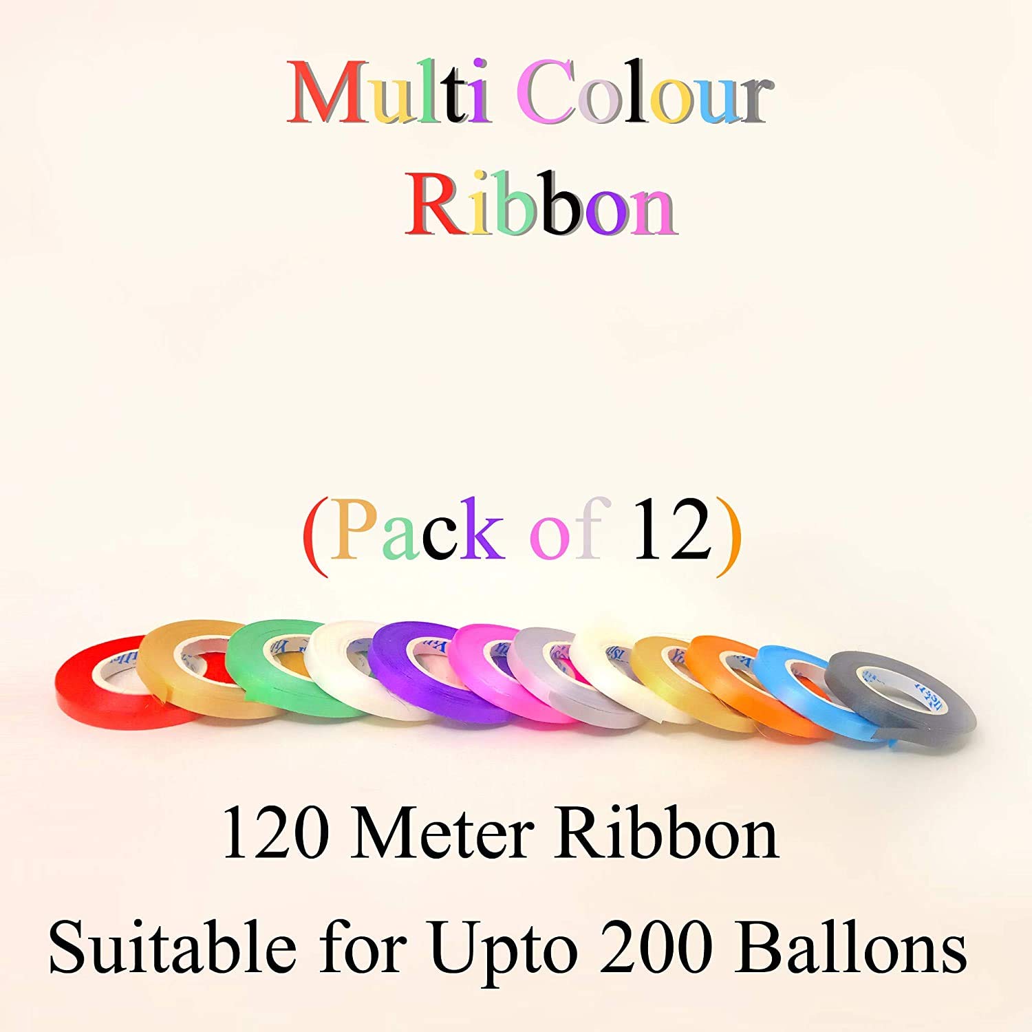 Rozi Decoration 12 Pcs Multicolor Balloon Curling Ribbon for Decoration Birthday Parties |Balloon Hanging Ribbons | Anniversary, Baby Shower etc Balloon Curling Ribbon Roll (Not Satin Ribbon)