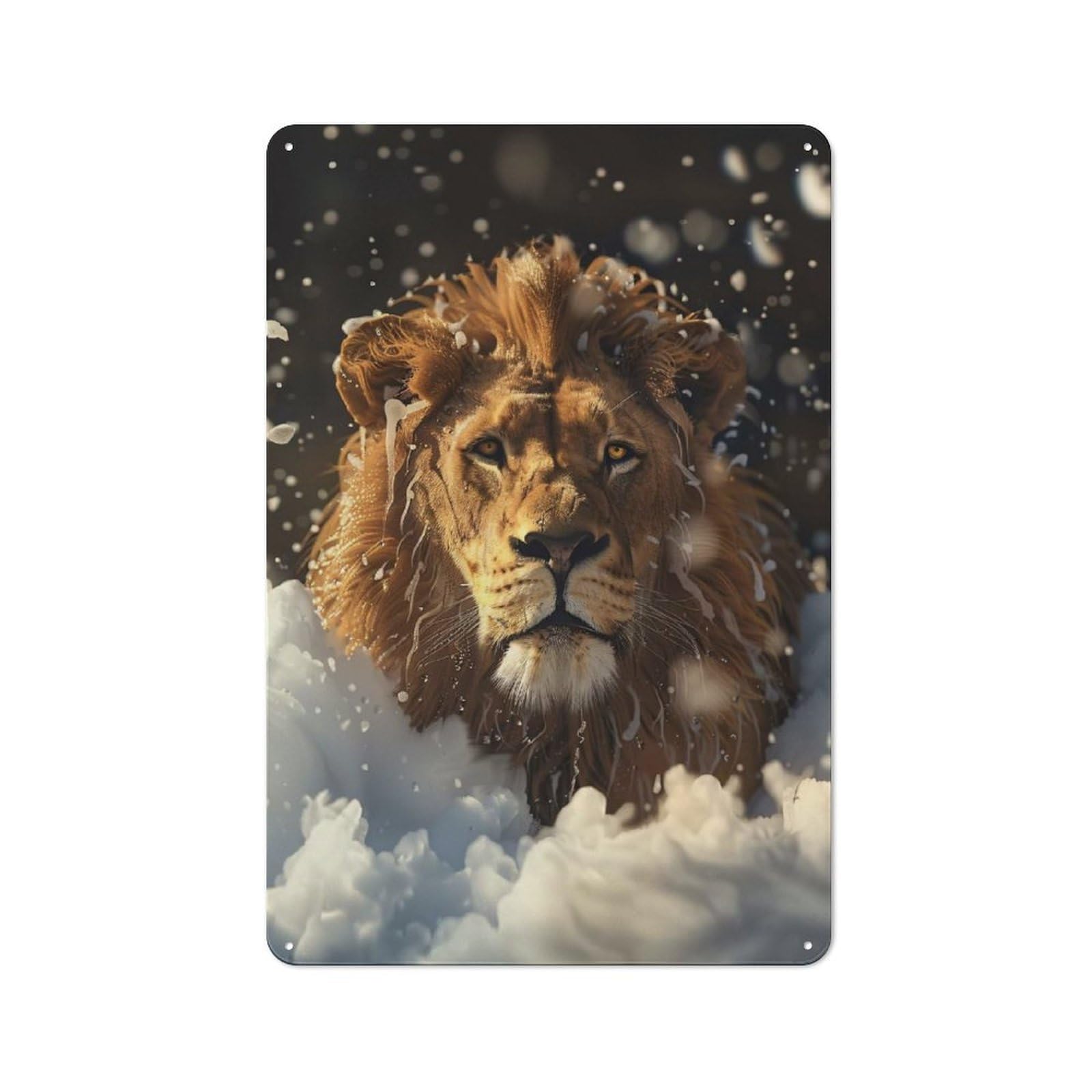 Junmoney Style-1 Tin Wall Plaque 30X20cm With Lion Take A Shower For Workshop Wall, Housewarming Wall Decor For People Furnishing Workshop