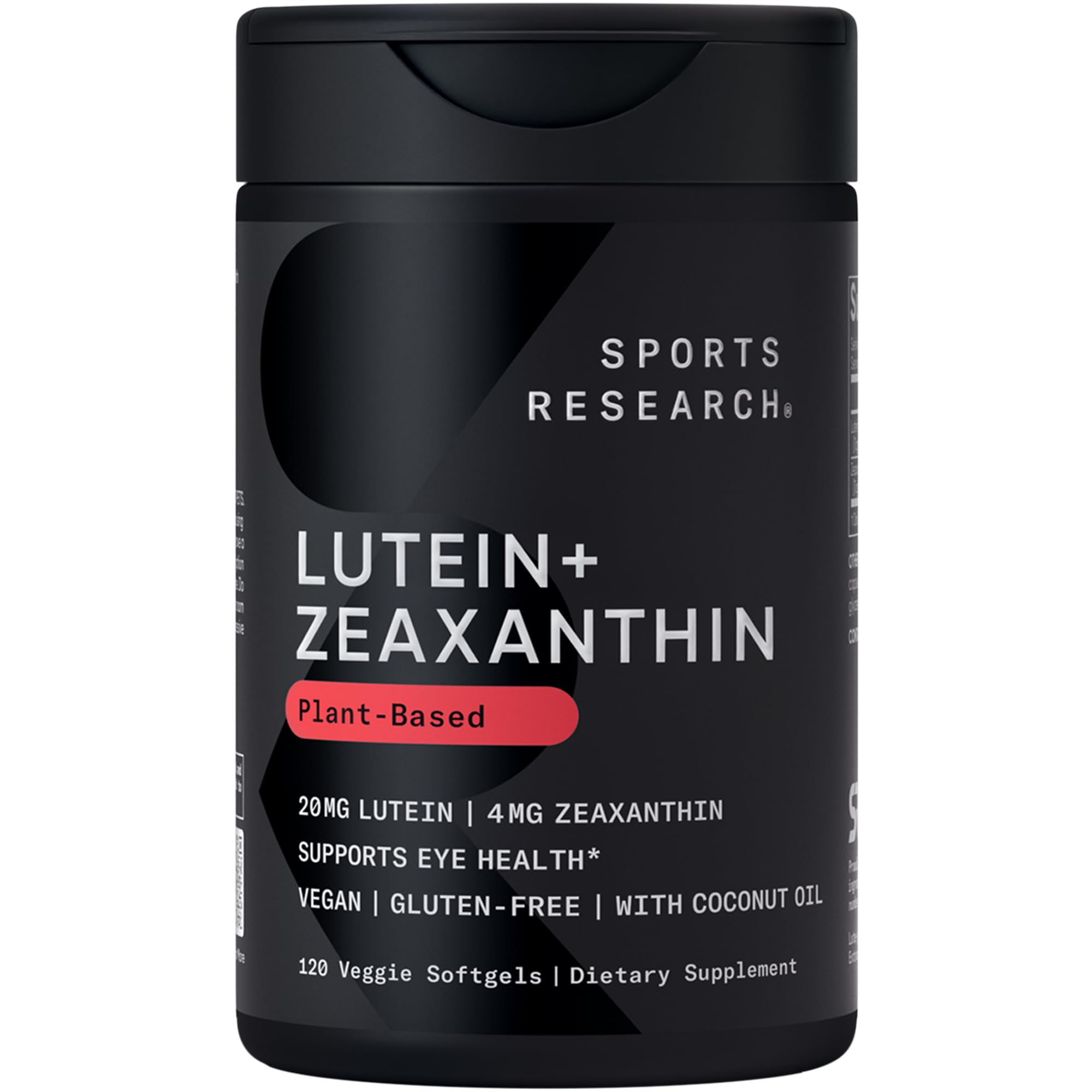 Sports ResearchLutein and Zeaxanthin Capsules - Eye Health Support Supplement Made with Lute-Gen® and Organic Coconut Oil - Vegan Friendly & Non-GMO Verified - 120 Veggie Softgels