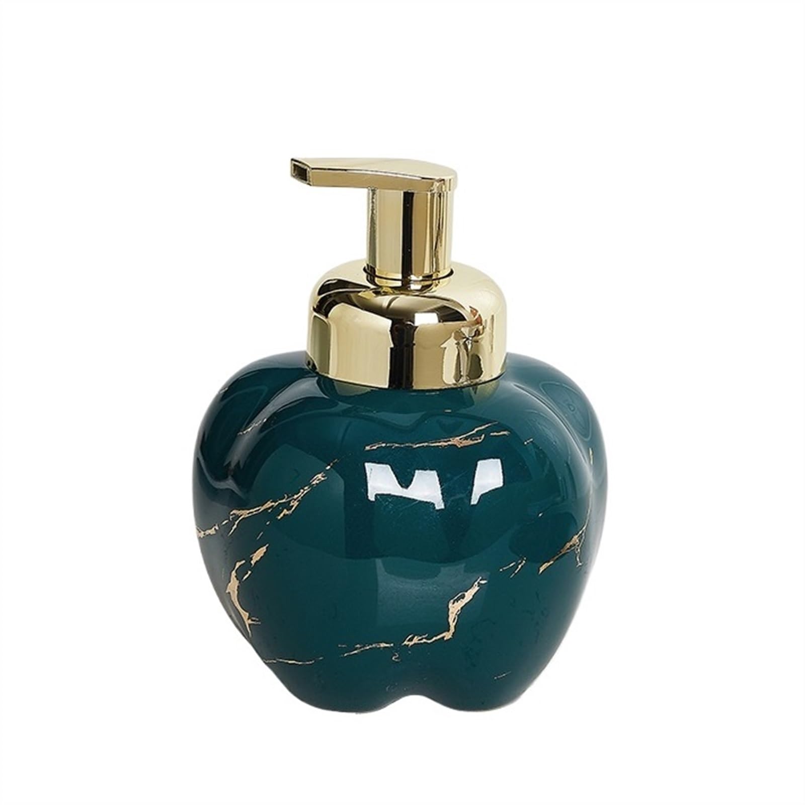 Cyairong-22 Green Soap Dispenser 520Ml Bathroom Ceramics Soap Dispenser With Golden Pump And Exquisite Marble Patterns Modern Ceramic Dispensers Bottle(Green)