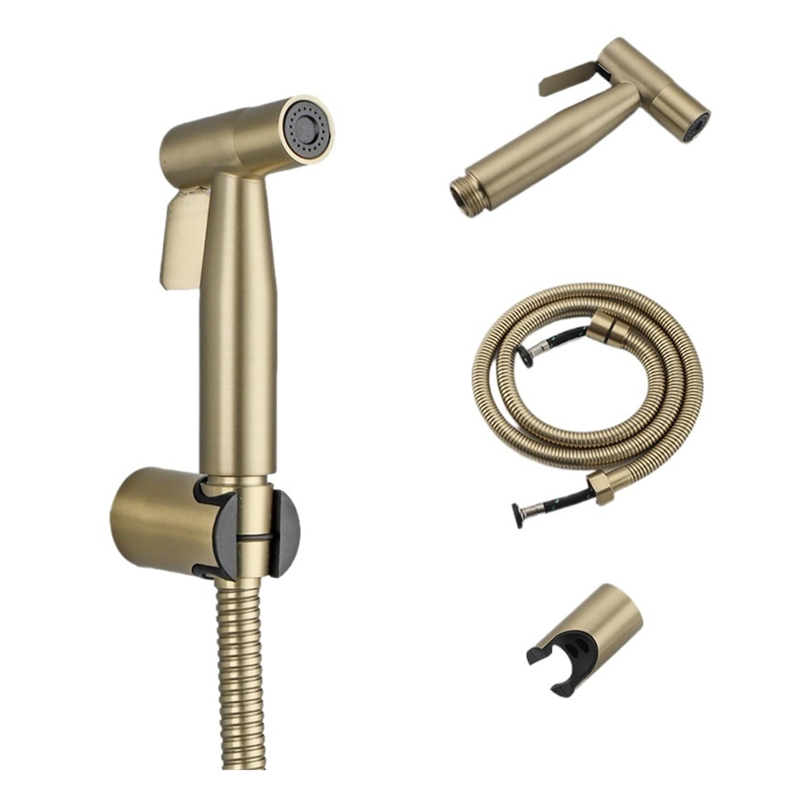 ZECAIUFPB Gold Bidet Faucet Stainless Steel Handheld Bidet Sprayer Set Black Toilet Faucet Single Cold Water Shower Head Accessories (Color : Without Valve)