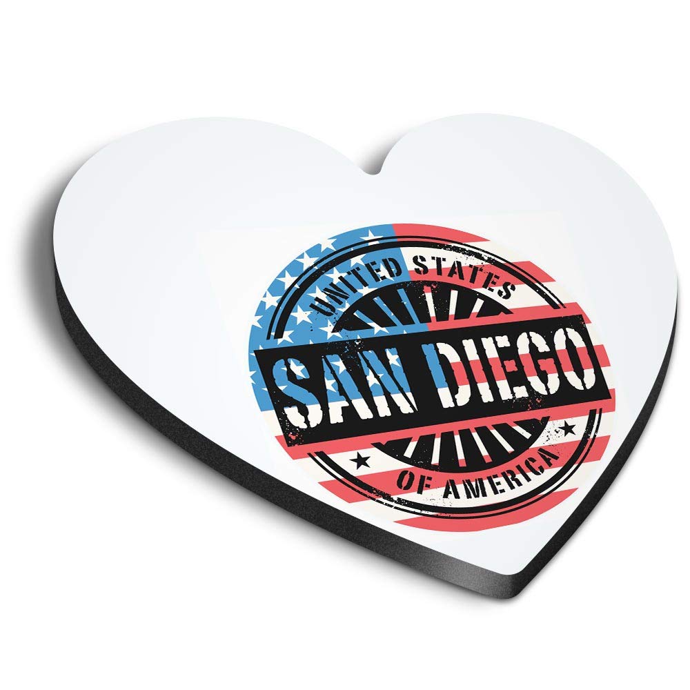 1 x Heart MDF Magnets - San Diego USA American Flag Stamp 6051