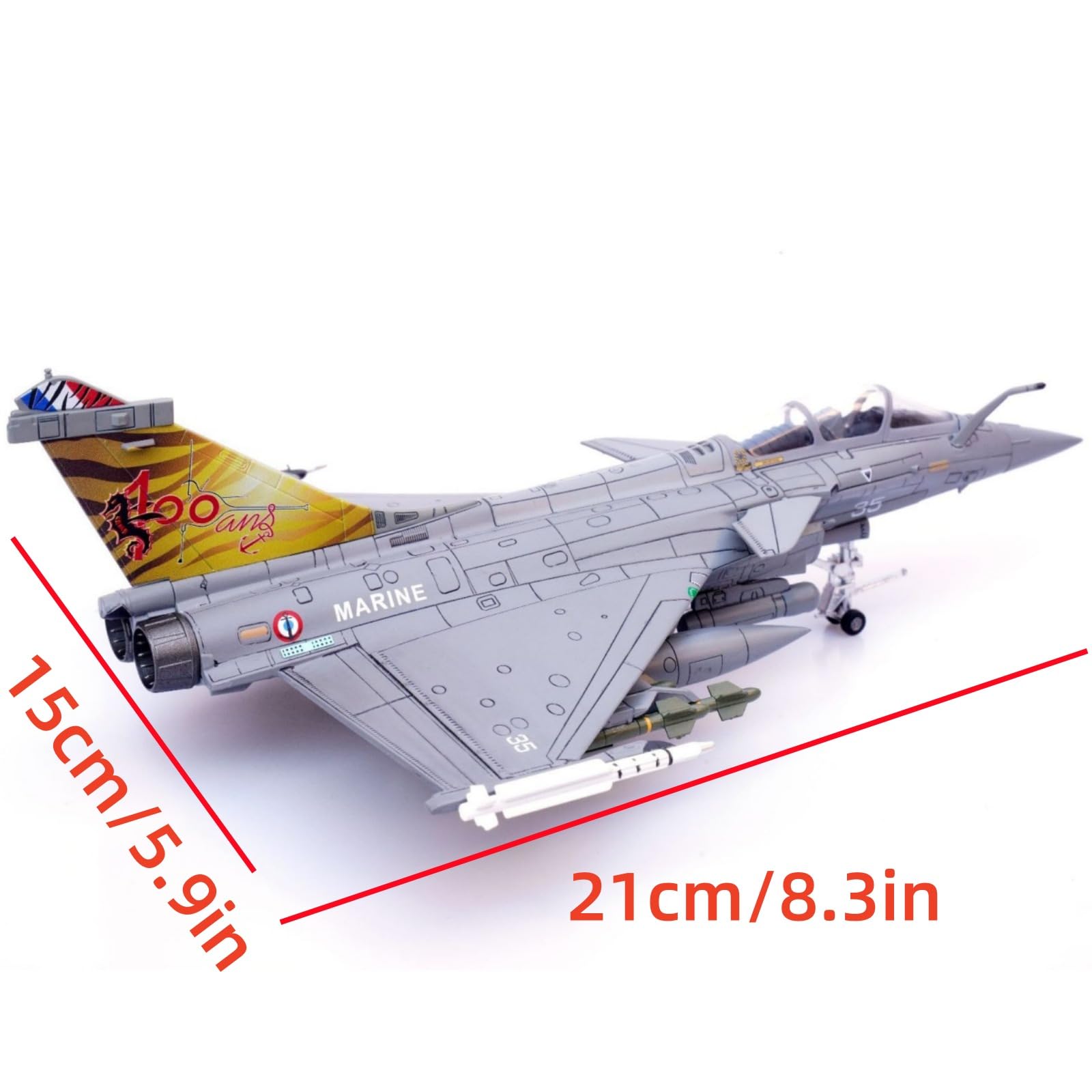 Avión de combate tipo M Rafale de la Fuerza Aérea Francesa 1:72, modelo de avión de combate fundido a presión en miniatura para colección