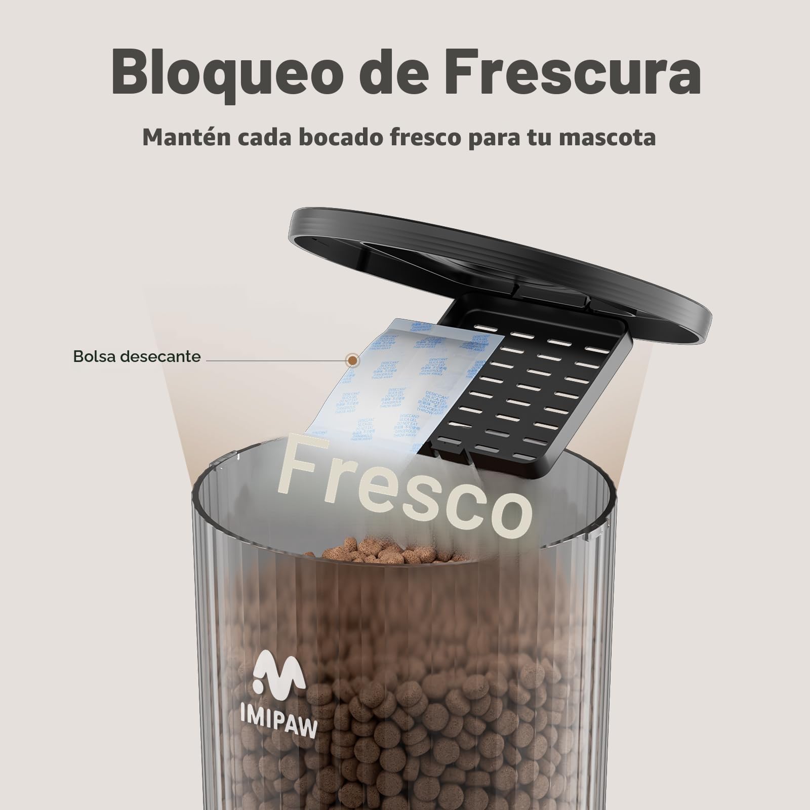 IMIPAW Comedero Gato Automatico - Dispensador Comida con Dos Cuencos, Temporizador Programable para Gatos y Perros con Bolsa Desecante, 1-6 Comidas al Día, 1-20 Porciones por Comida- 4L
