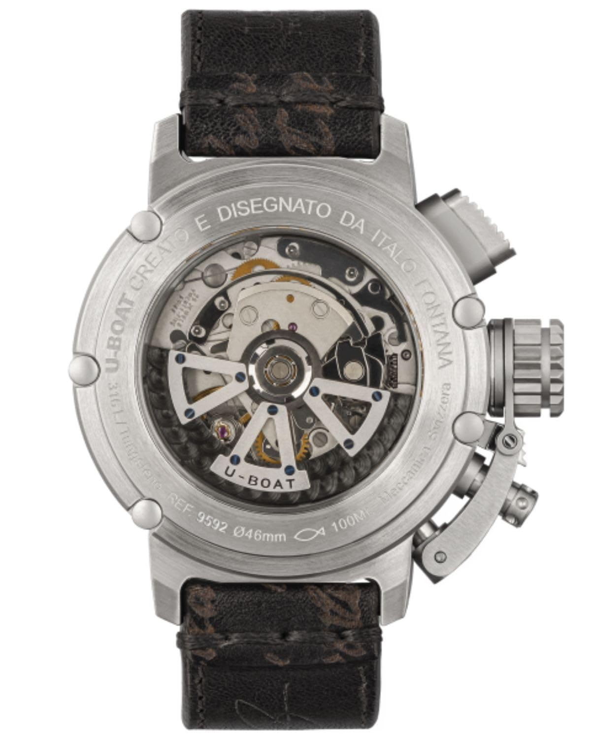 UBOAT Chimera 46 mm Chrono SS Herrenuhr Analog Automatik mit Armband aus Kalbsleder 9592