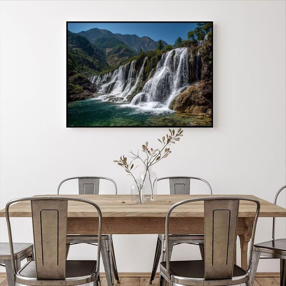 Malowanie według numerów dorosłych, Kaskada, DIY Painting by Numbers Kits, Zdjęcia do malowania według numerów Farby Akrylowe z Pędzelkami, Dekoracja domu Ściana 70x90 cm (bez ramki) Q-671
