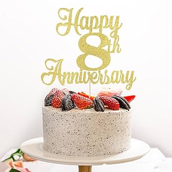 Amazon.com: Kaoenla Happy 8th Anniversary Cake Toppers - 8th