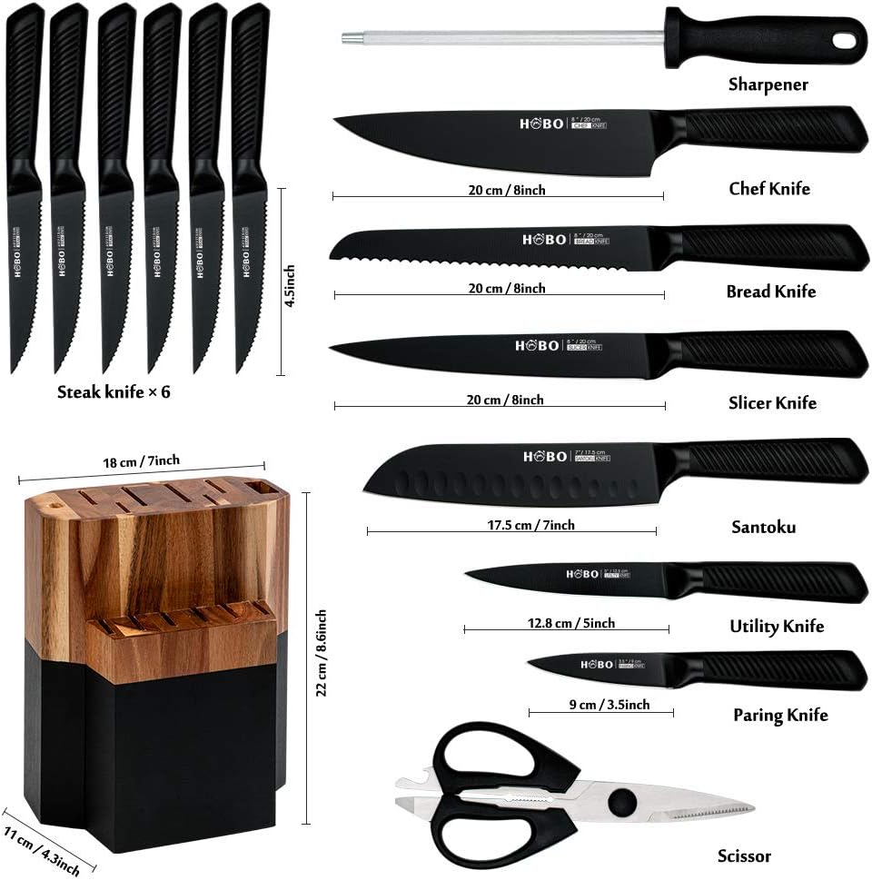 Wuyi 15 Piece Stainless Steel Assorted Knife Set