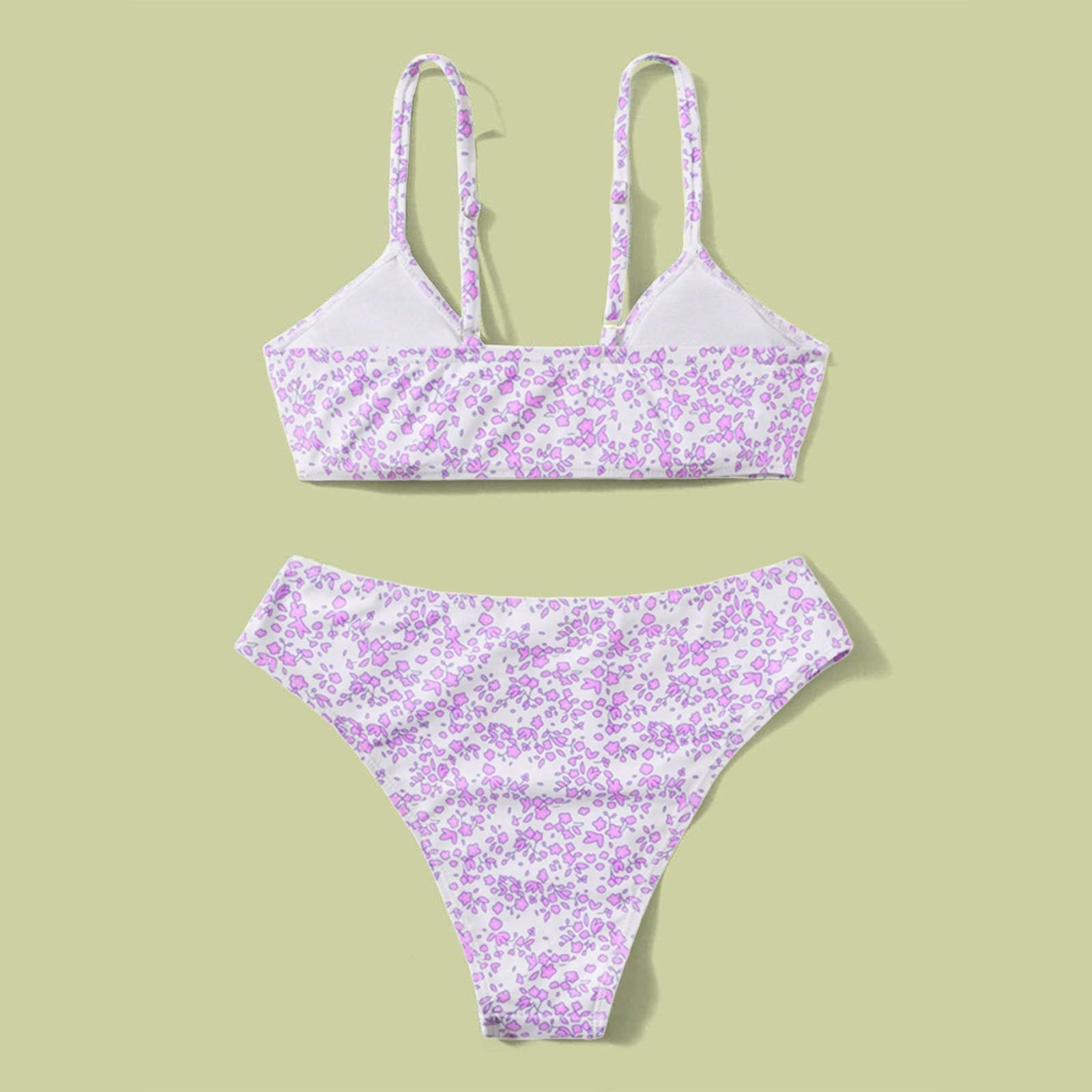Traje de baño de verano para niñas, juego de 2 piezas, estampado floral, traje de baño de bikini con tiras para adolescentes, verano, playa, vacaciones, fiesta de piscina, entrenamiento de natación