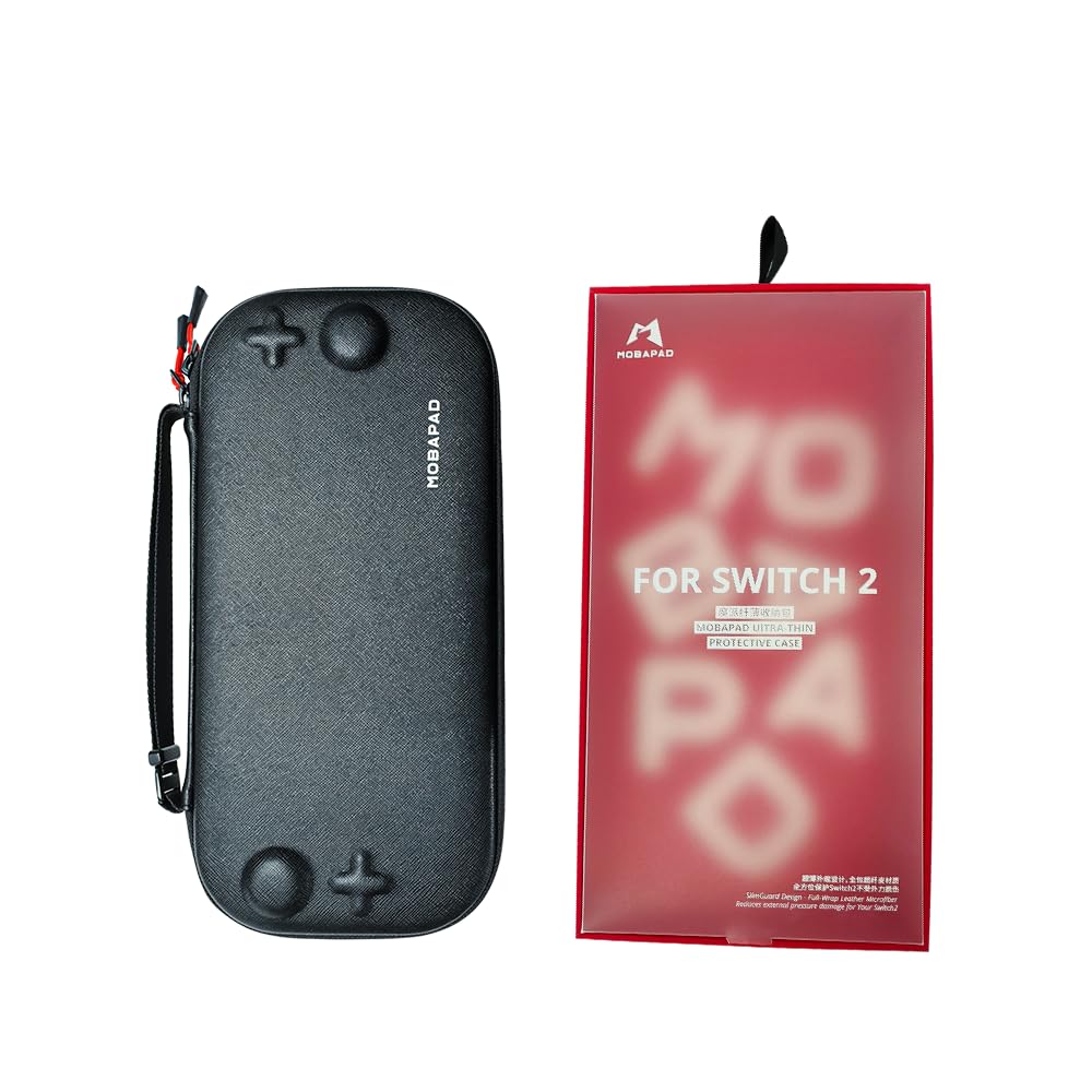MOBAPAD Switch 2 Case For Nintendo Switch 2 Carrying Case – Slim Protective Travel Hard Shell With Velvet Lining, Non-Pressure Joystick Guard, 12 Game Card Slots Black