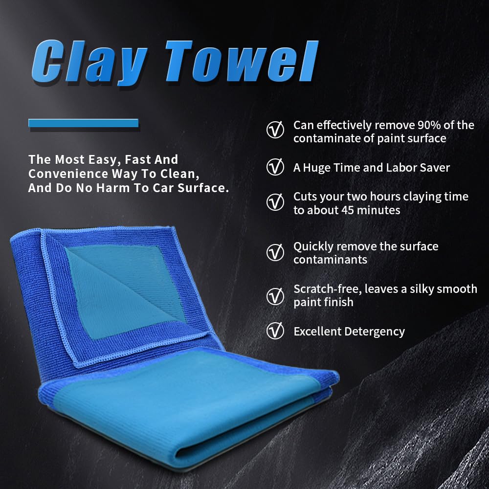 ANTSHINY Clay Bar Towel, AutoCare Fine Grade Microfiber Clay Towel Automotive Detailing Heavy Duty Premium Microfiber Magic Towel Clay Bar Alternative for Car Detailing,?Blue?