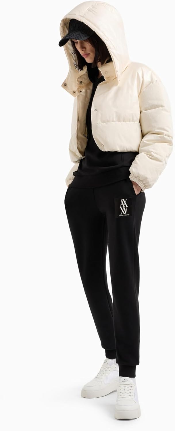 Armani Exchange Womens Poly Stretch Scuba Jogger with Logo Patch - Image 2