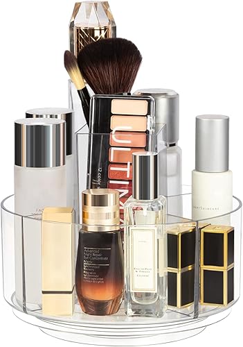 Organizador de maquillaje giratorio de 360 para tocador, mostrador de baño, vitrina giratoria de cosméticos con soporte de 5 compartimentos para