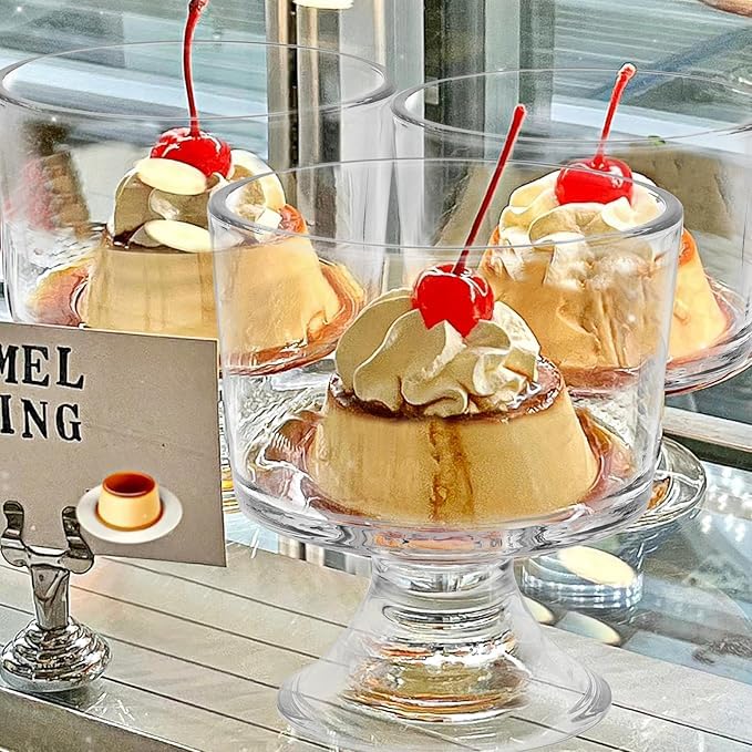 Image of PrimeWorld Glass Dessert Bowls Set of 6-300 ml | Cute Footed Dessert Cups for Ice Cream, Trifle, Fruit, Pudding, Sundae & Snacks | Elegant Glassware for Parties & Home Use