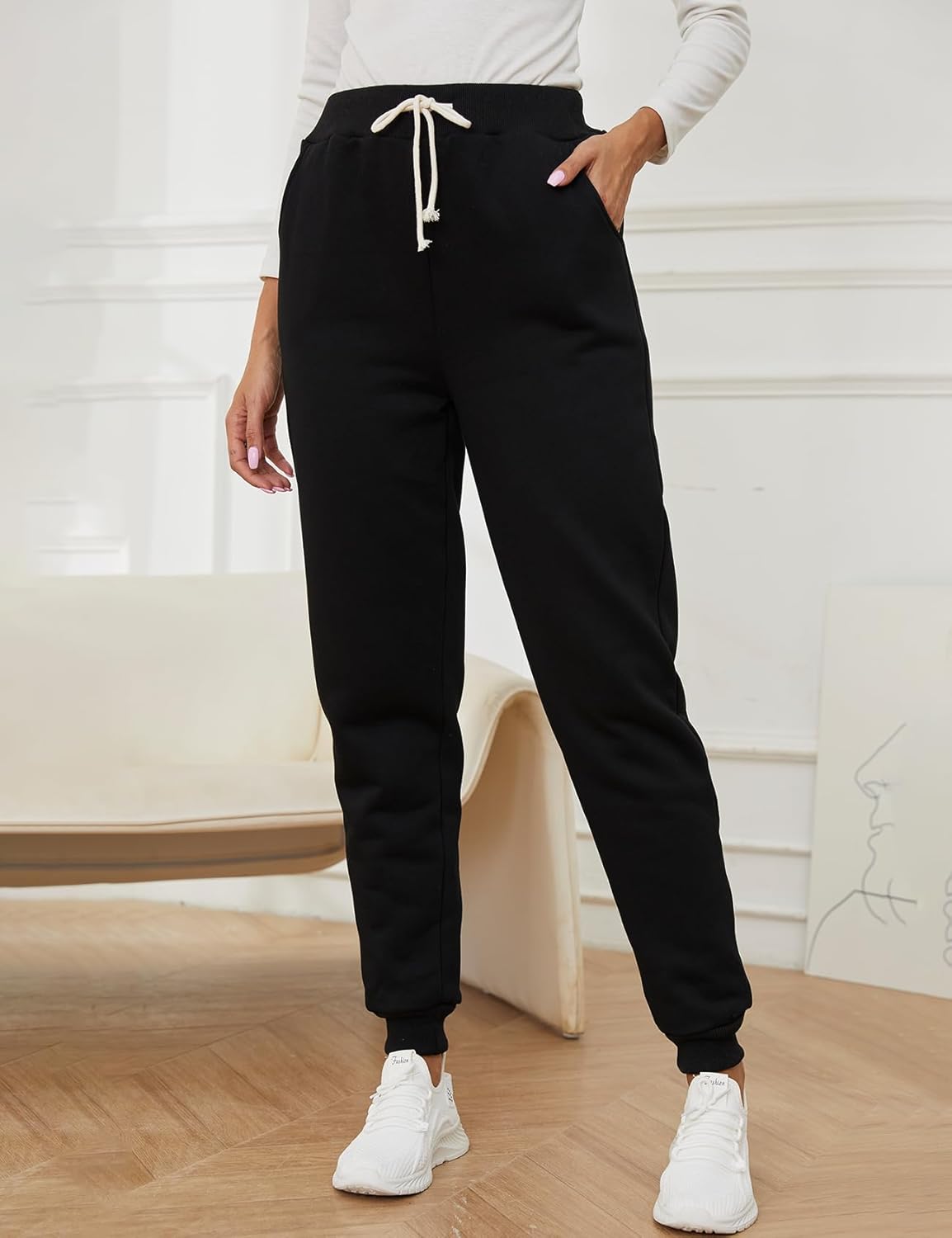 Gihuo Women's Winter Warm Fleece Pants Sherpa Lined Sweatpants Jogger Track Pants Athletic Active Lounge Pants - Image 2