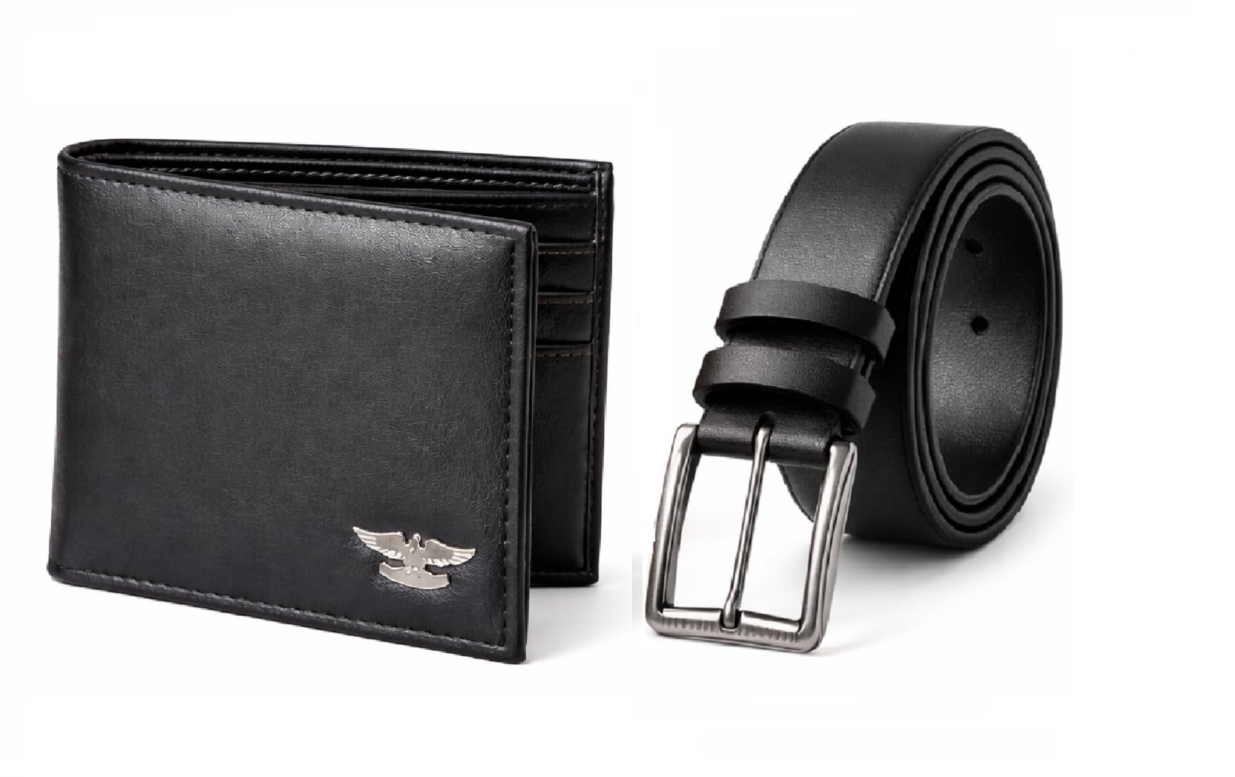PU Leather Belt and Wallet Combo for Men and Boys (Dark Black Wallet / Black Belt)-image-41