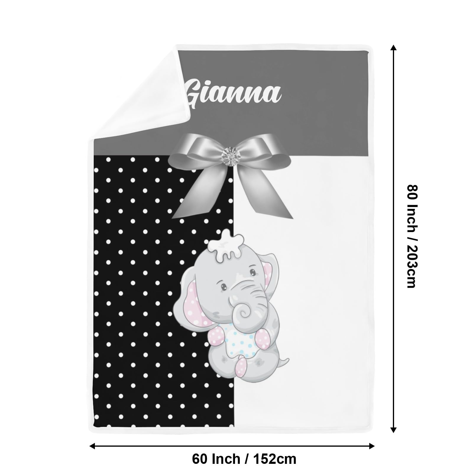 GoTussWO Custom Polka Dots Bow Cute Elephant lanket That Stays Cool All Night, Cooling Bedding for Hot Sleepers,30x40Inch
