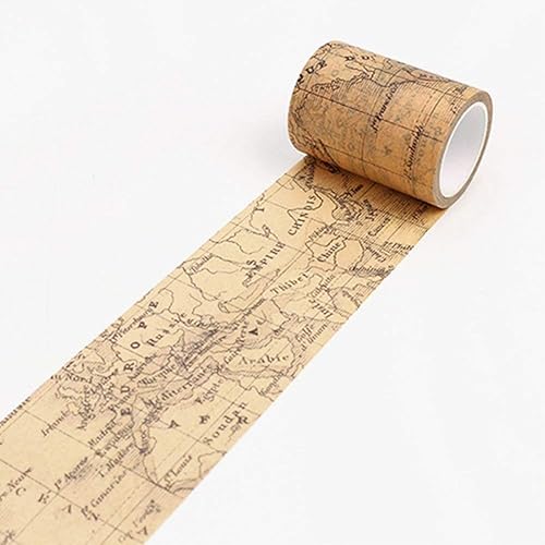 Haiqings Vintage Washi Tape Decorative Paper DIY Self-Adhesive Scrapbooking Sticker Craft World Map Stylish and Popular wenfeng1991