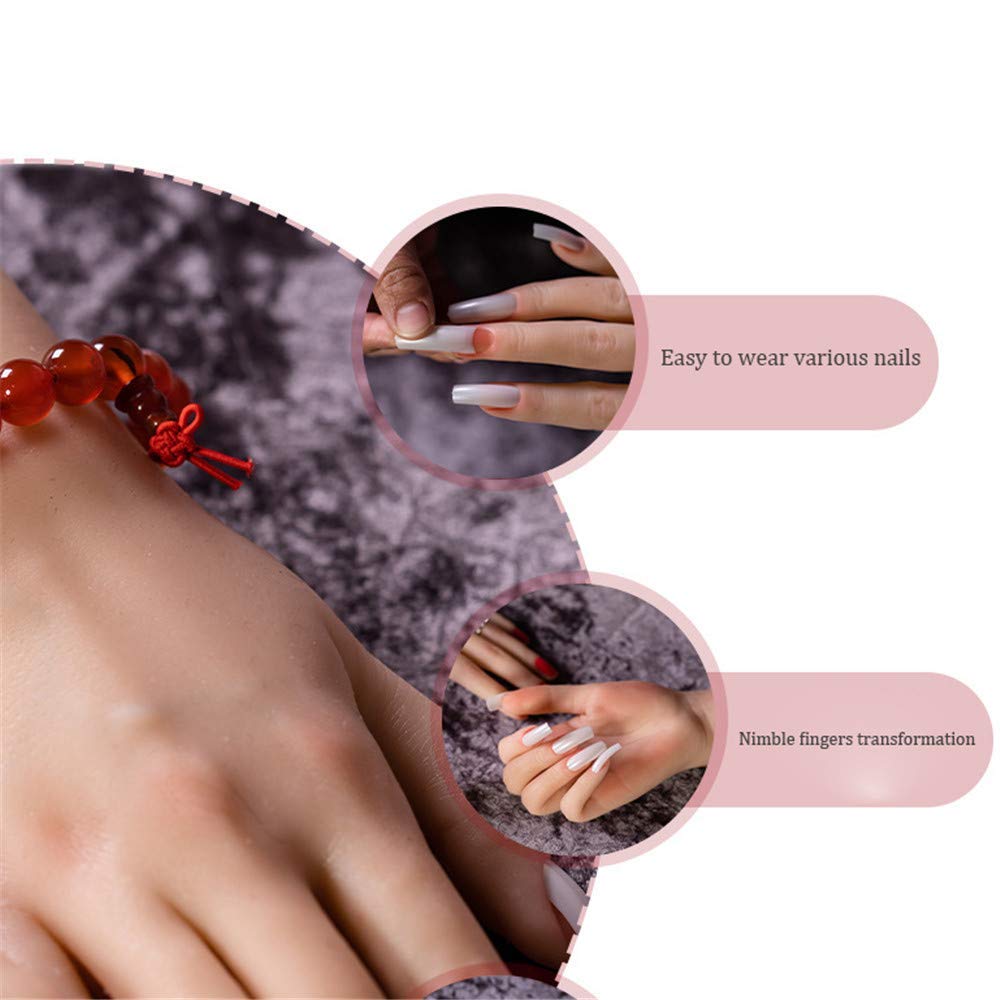 Mani morbide per Esercitazione per Nail Art, Modello di Mano in Silicone Manichino per manichino Flessibile in Silicone Morbido Realistico per Display conbraccialetto e Guanto ad Anello