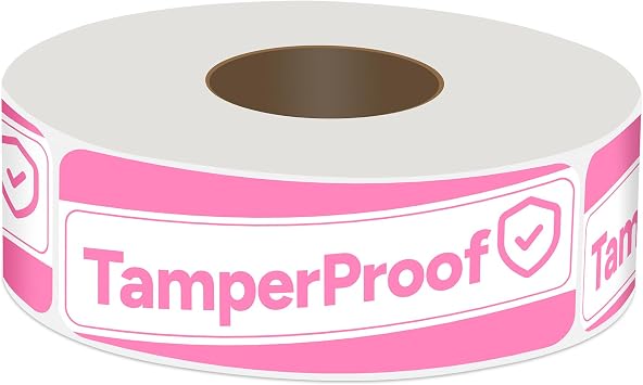 500 Pcs Pink Tamper-Proof Stickers, 1" x 3", Strong Adhesive Security Labels for Sealing Packages, Boxes, Envelopes & Containers
