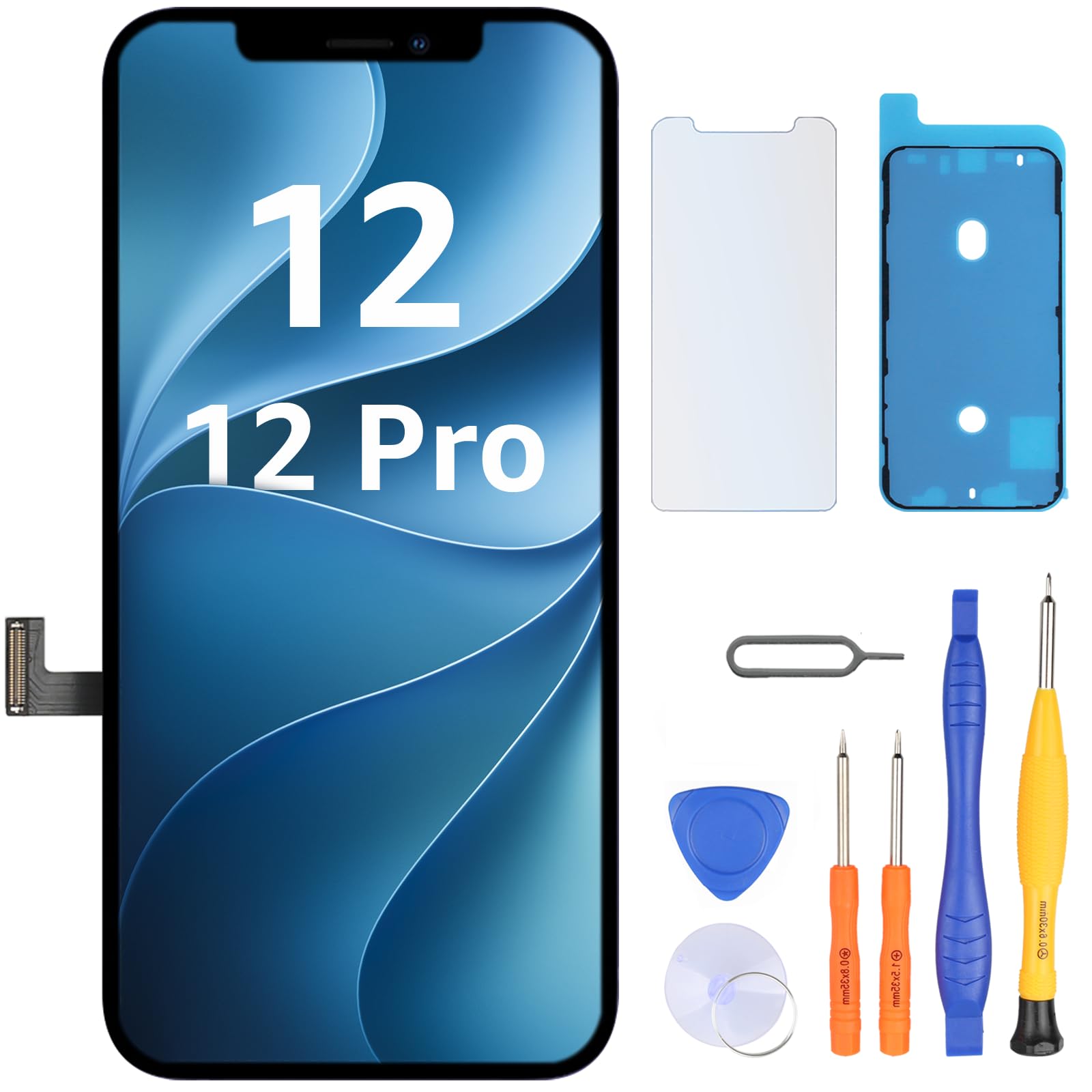 LL TRADER Schermo per iPhone 12/12 Pro LCD 6,1'' e Kit di Riparazione A | Display FHD con 3D Touch e Digitalizzatore, Dotato di Nastro Adesivo Impermeabile e Pellicola Protettiva