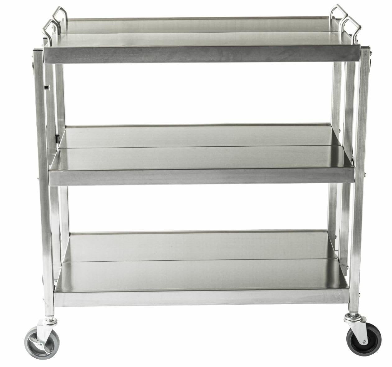 METRO PROFESSIONAL Regalwagen GFST1003, Edelstahl, 50.1x88.5x96 cm, 3 Etagen, 180 kg, Klappbar, mit Bremsen, 180 kg Tragkraft, Silber