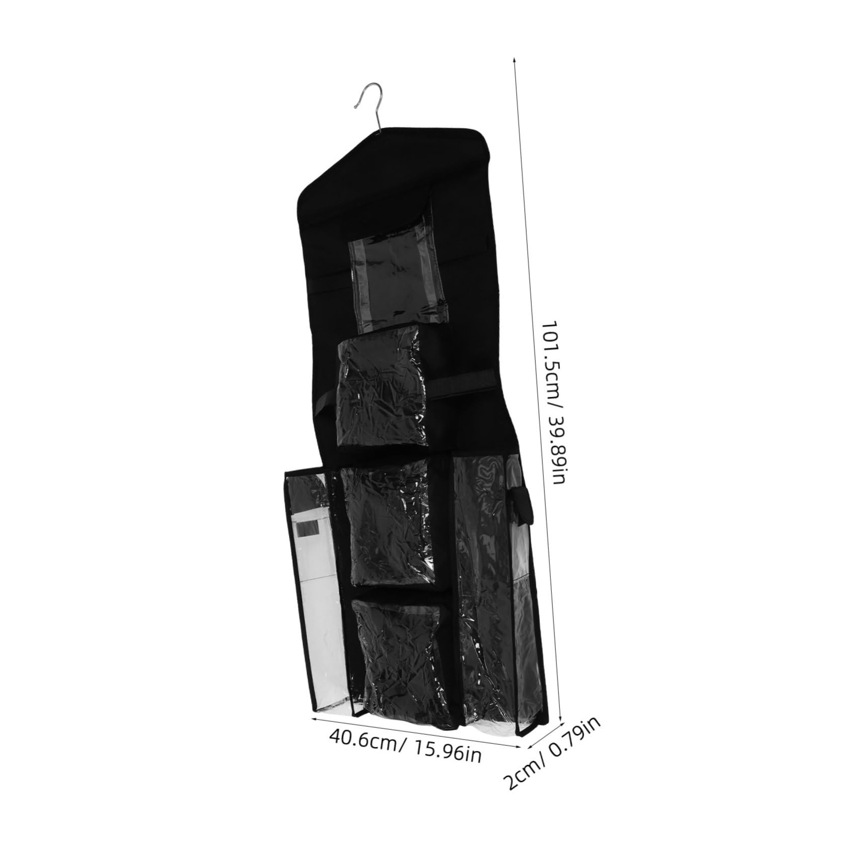 SOLUSTRE Hängebeutel für Geschenkpapier Hängender Kleiderschrank Organizer aus Polyester und Kunststoff mit Haken Schwarz für Tür