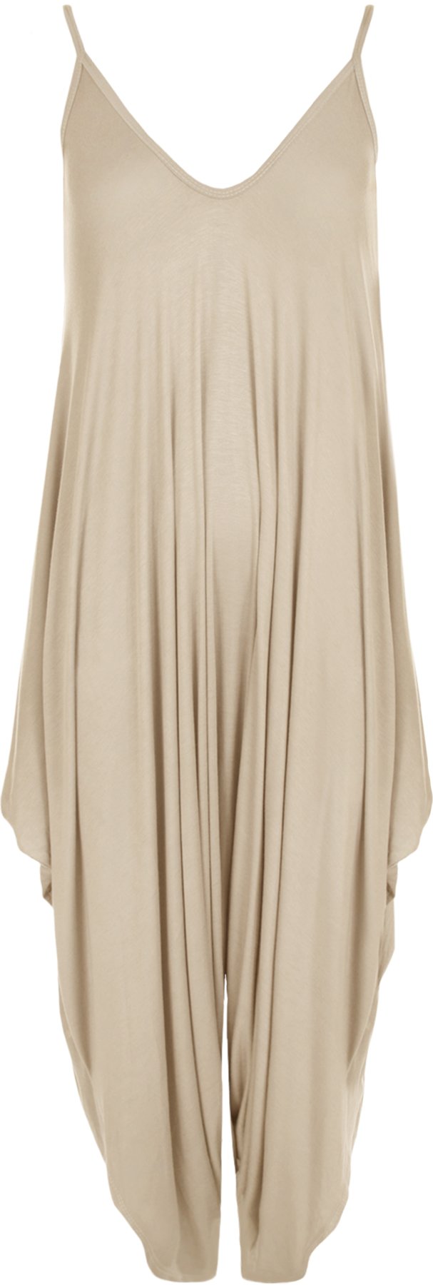 Wearall Women's Stone Lagenlook Strappy Baggy Harem Jumpsuit Dress Top Playsuit Cami - One Size