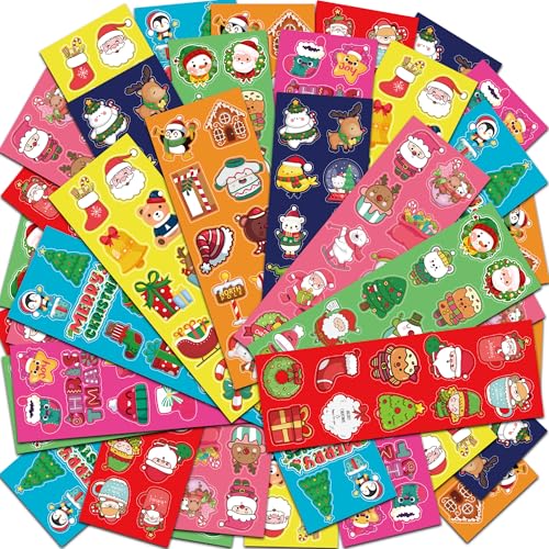 Christmas Stickers - Stocking Stuffers for Kids - 40 Sheets with 400 Holiday Stickers Assortment, Xmas Games Crafts Activities Party Favors Supplies...