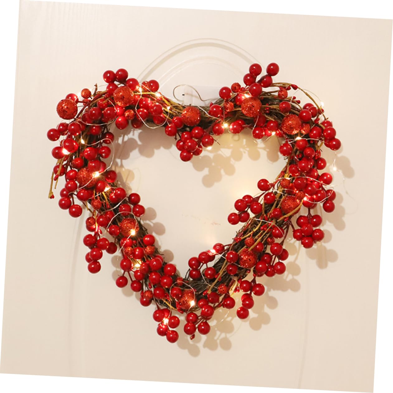 ABOOFAN Kranz Party Herz Kranz Red Berry Valentinstag Hause Dekorative Girlande