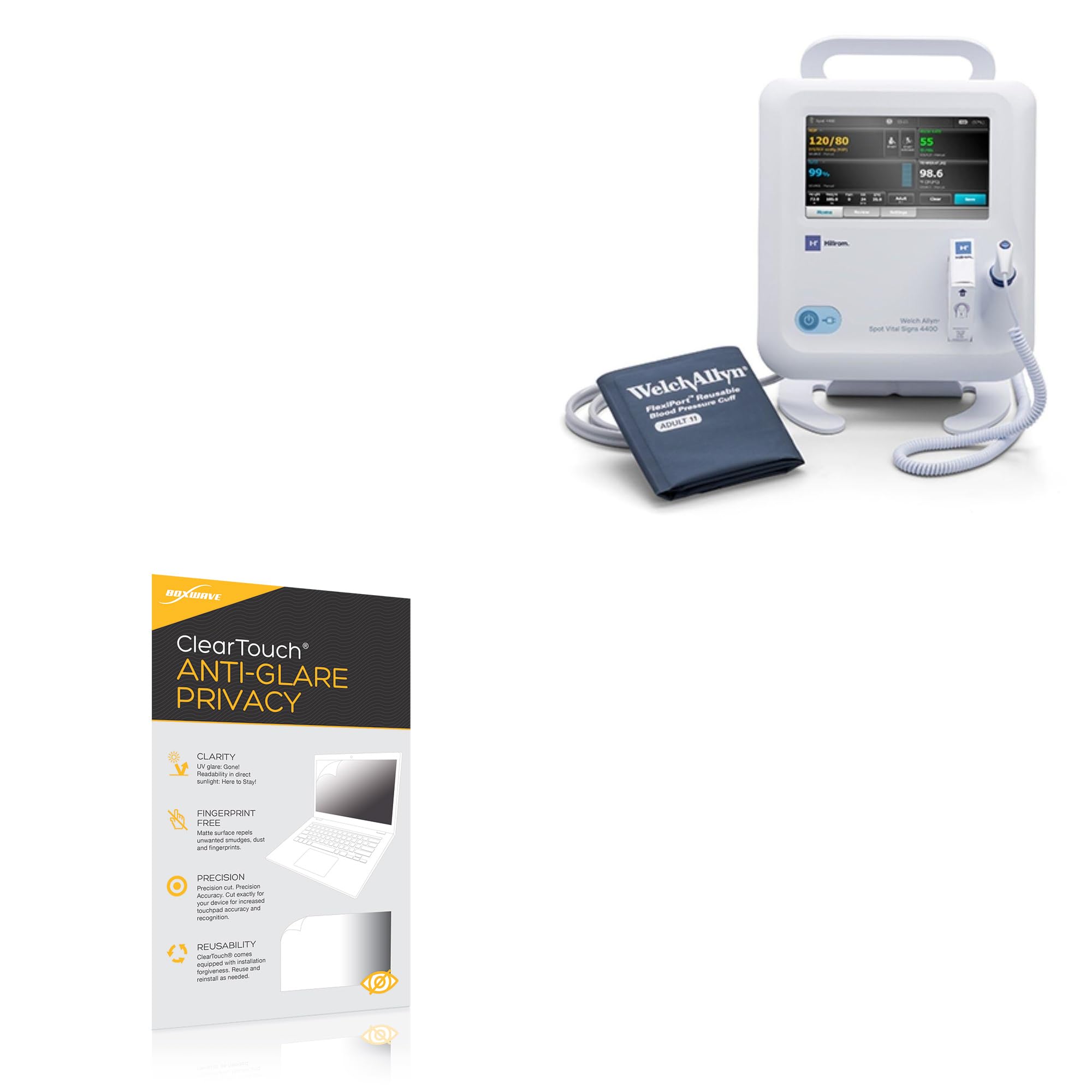 BoxWave Screen Protector Compatible with Welch Allyn Spot Vital Signs 4400 - ClearTouch Anti-Glare Privacy (2-Pack), Privacy Screen Protector Flexible Film Anti-Glare