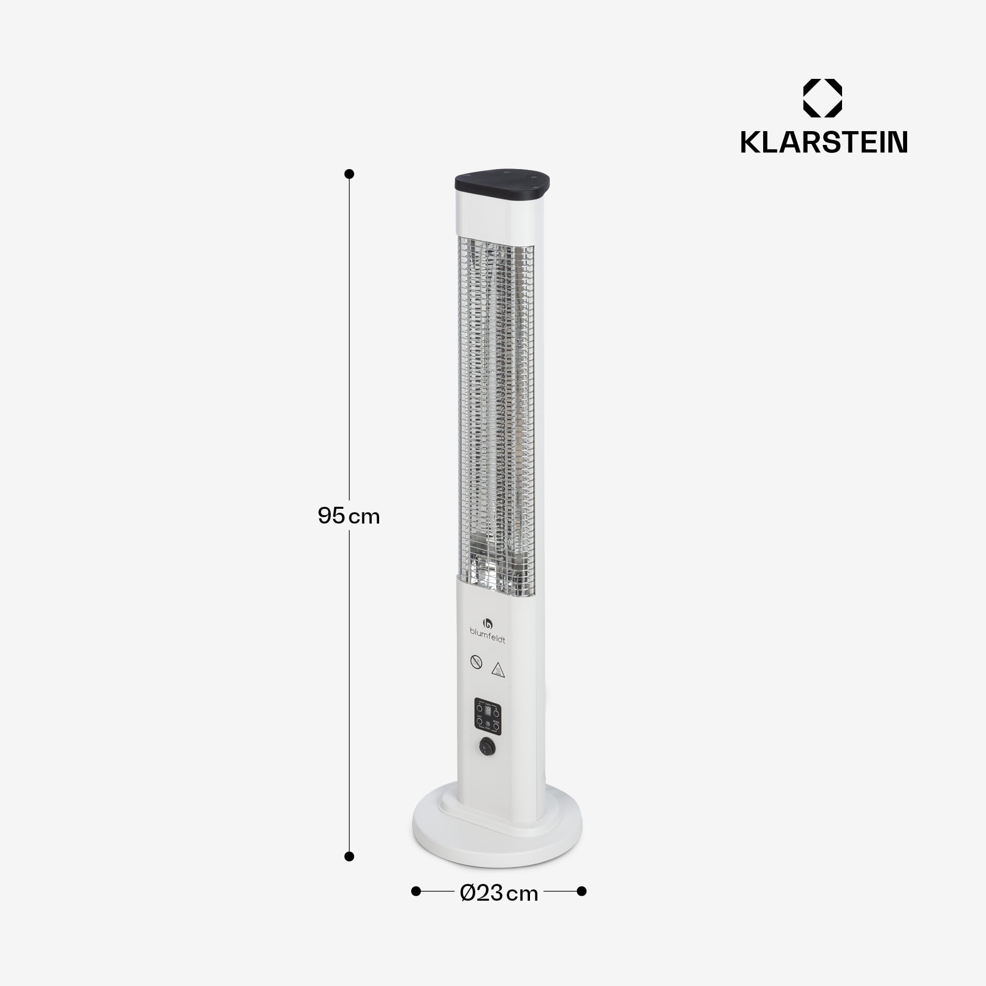 Blumfeldt Heat Guru Plus - Promiennik In & Out, ogrzewanie postojowe, moc: 1200 W, 9-godzinny timer, węglowy element grzewczy, 3 stopnie grzania, obudowa ze stopu aluminium anodowanego - kolor biały