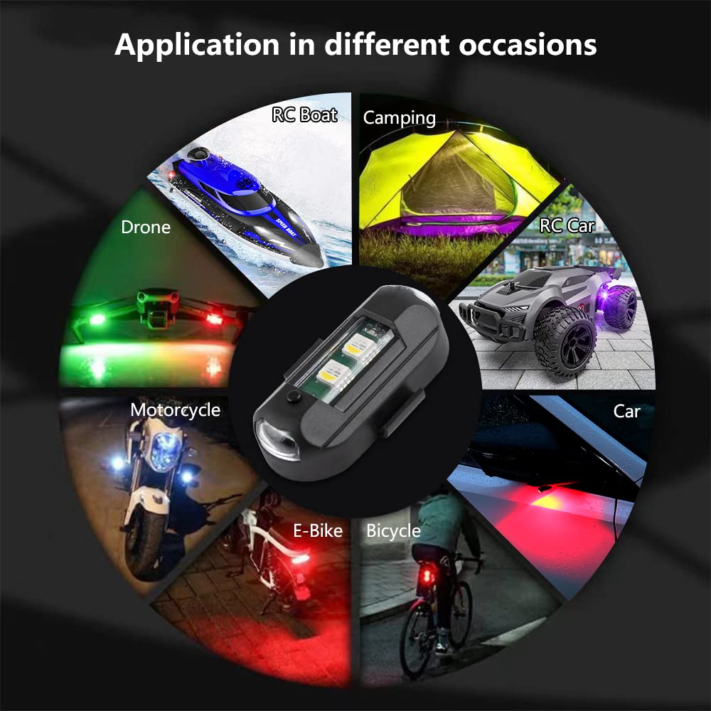 Vagary Motorcycle /Bike Aircraft LED Strobe Lights for Motorcycles, Drone  Flashing Strobe Lights, Anti-Collision Lighting