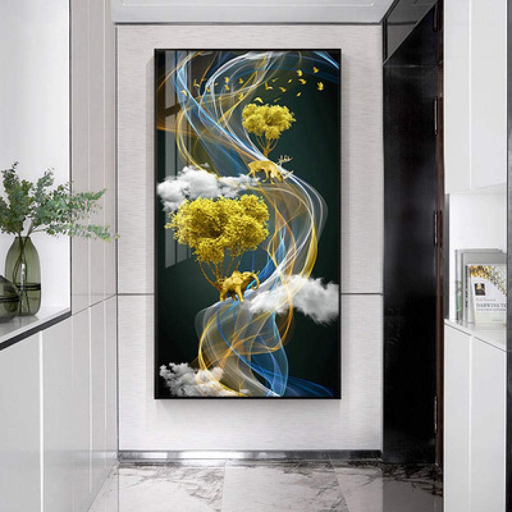 5D Diy Diamant Peinture De Grande Taille Point De Croix Chanceux Fortune Arbre Résine Percer Plein Autocollants Porche Décoration-100 * 180Cm_ (Square_Diamond)