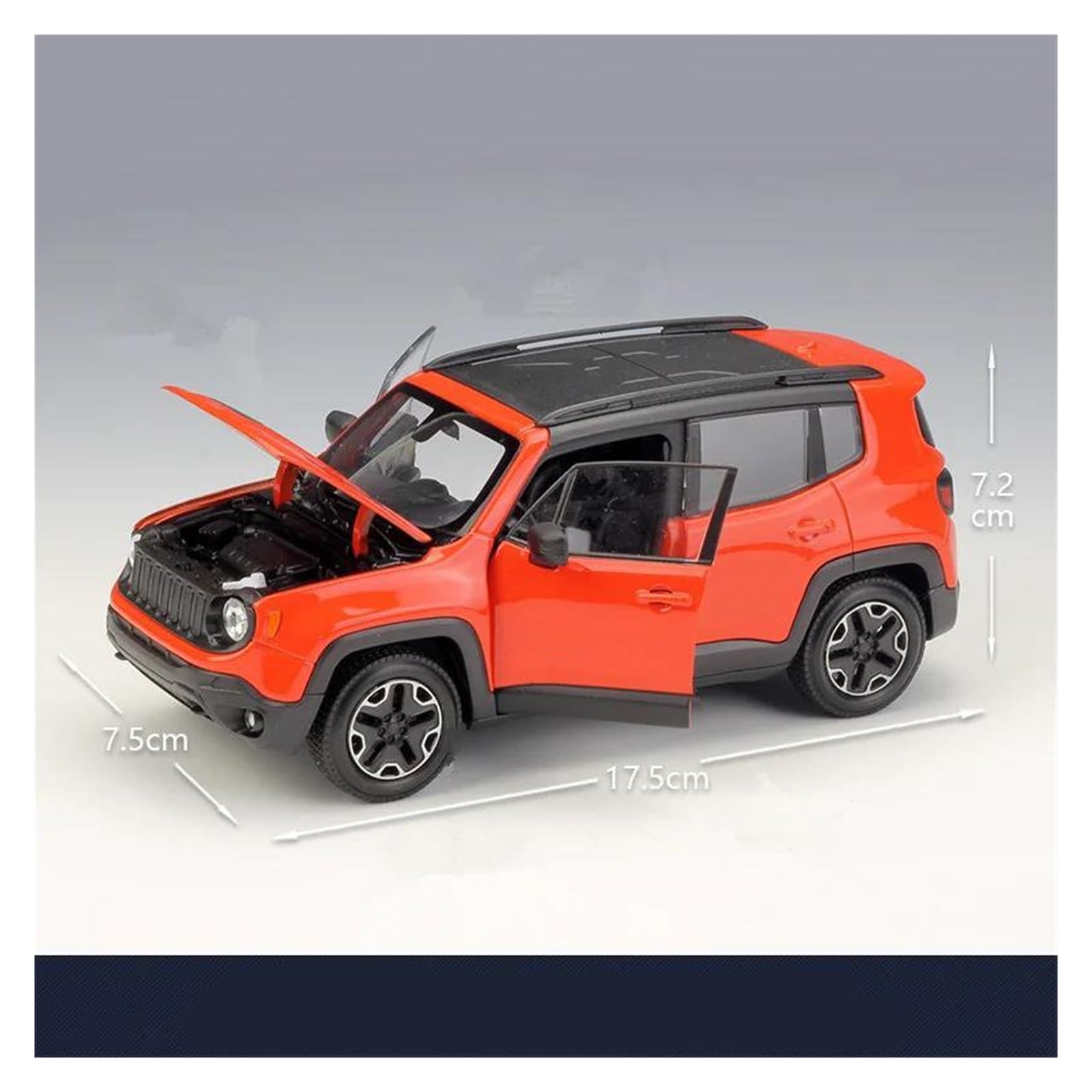 Modellino Diecast Modellismo da Collezione Auto 1:24 Per Renegade Per Trailhawk Modellino In Lega Di Metallo Pressofuso Per Auto(Giallo)