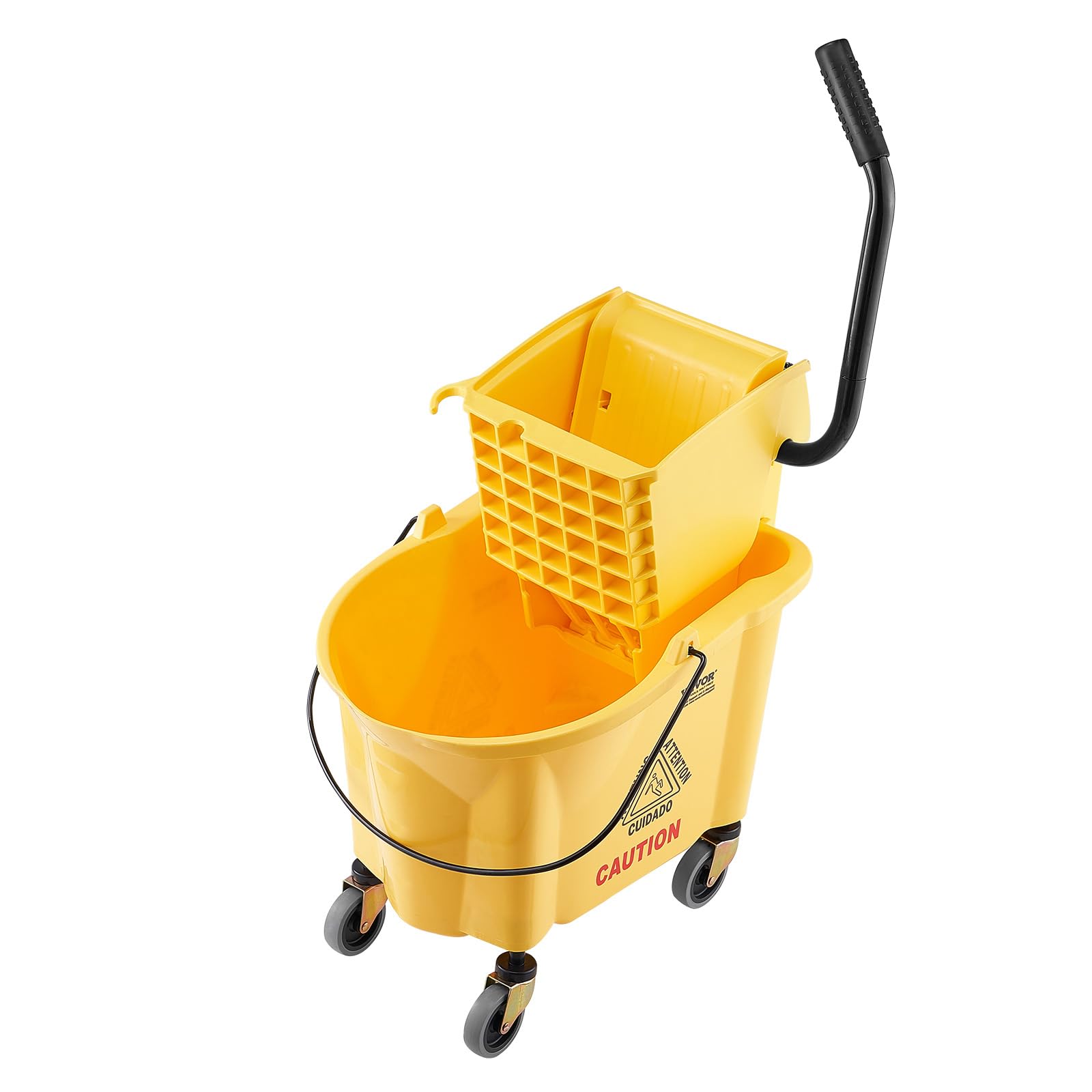 VEVOR Wischeimer Moppeimer mit Wringer, 26 QT Gewerblicher Wischeimer mit seitlicher Presspresse, Gelb