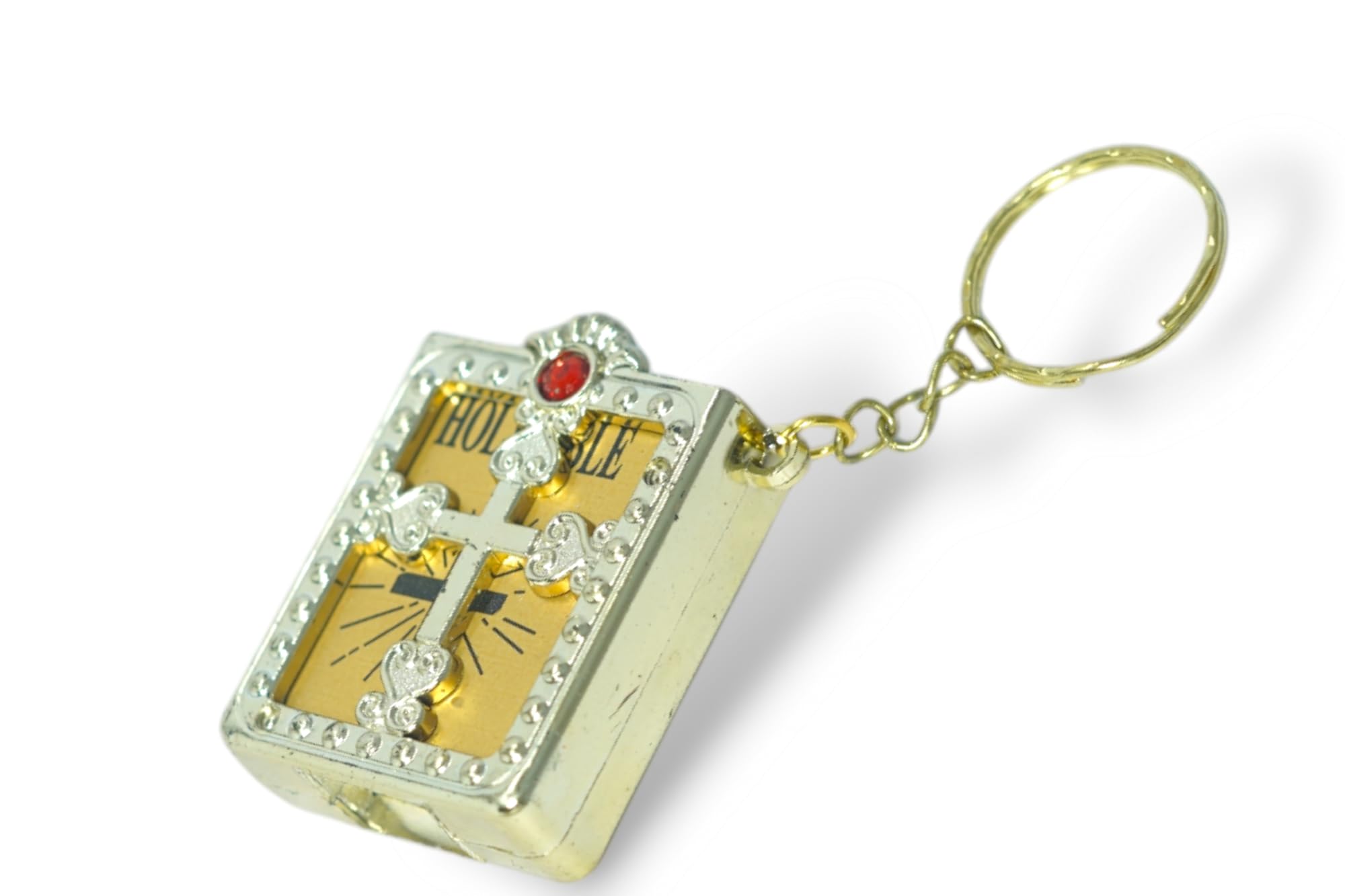 Mini Holy Bible Key Chain I Mini Holy Bible Religious Decorative Cross both sided Key Chain in Golden with Actual Bible Text Pages I Inspirational Gift for All Ages-picture-43