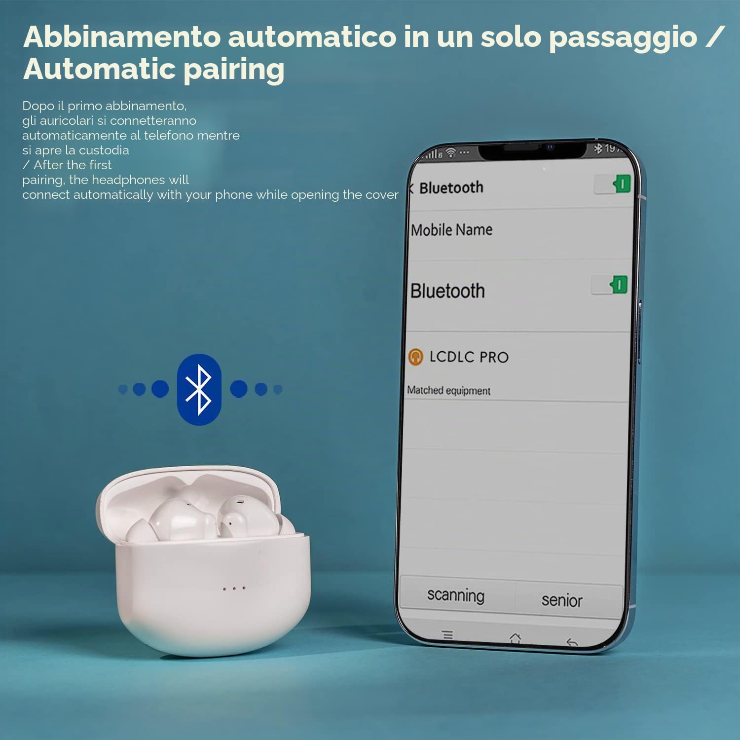 Cuffie wireless Expert. [Cuffie Bluetooth 5.3 HD Microfono][Custodia di ricarica rapida]. Controllo tattile [Microfono Incorporato] (Auricolari Wireless Expert, Bianco)