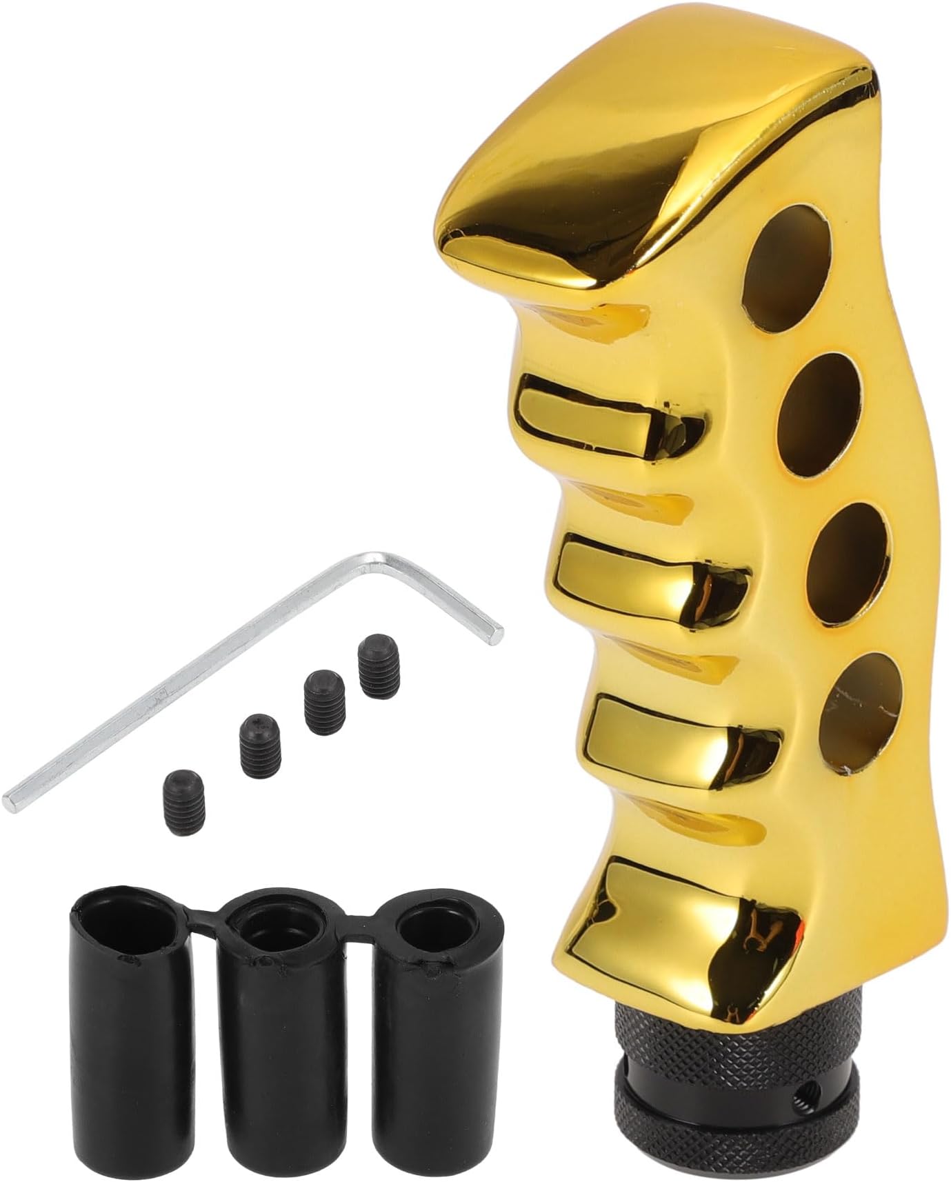Car Shift Knob 12.5x5cm Durable | Front Shift Lever Knob Universal for Automatic and Manual Vehicle Acrylic Gold Tone with 3 Adapter 1 Set